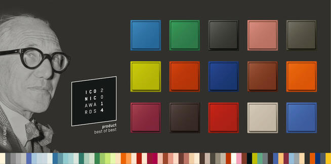 Stromschalter in den Le-Corbusier-Farben